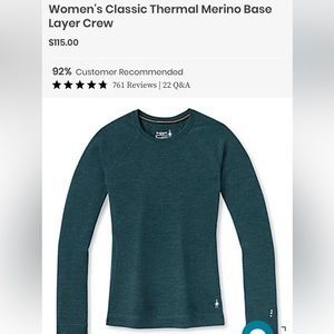 Smartwool Women's Classic Thermal Merino Base Layer Crew, dark green, size XL